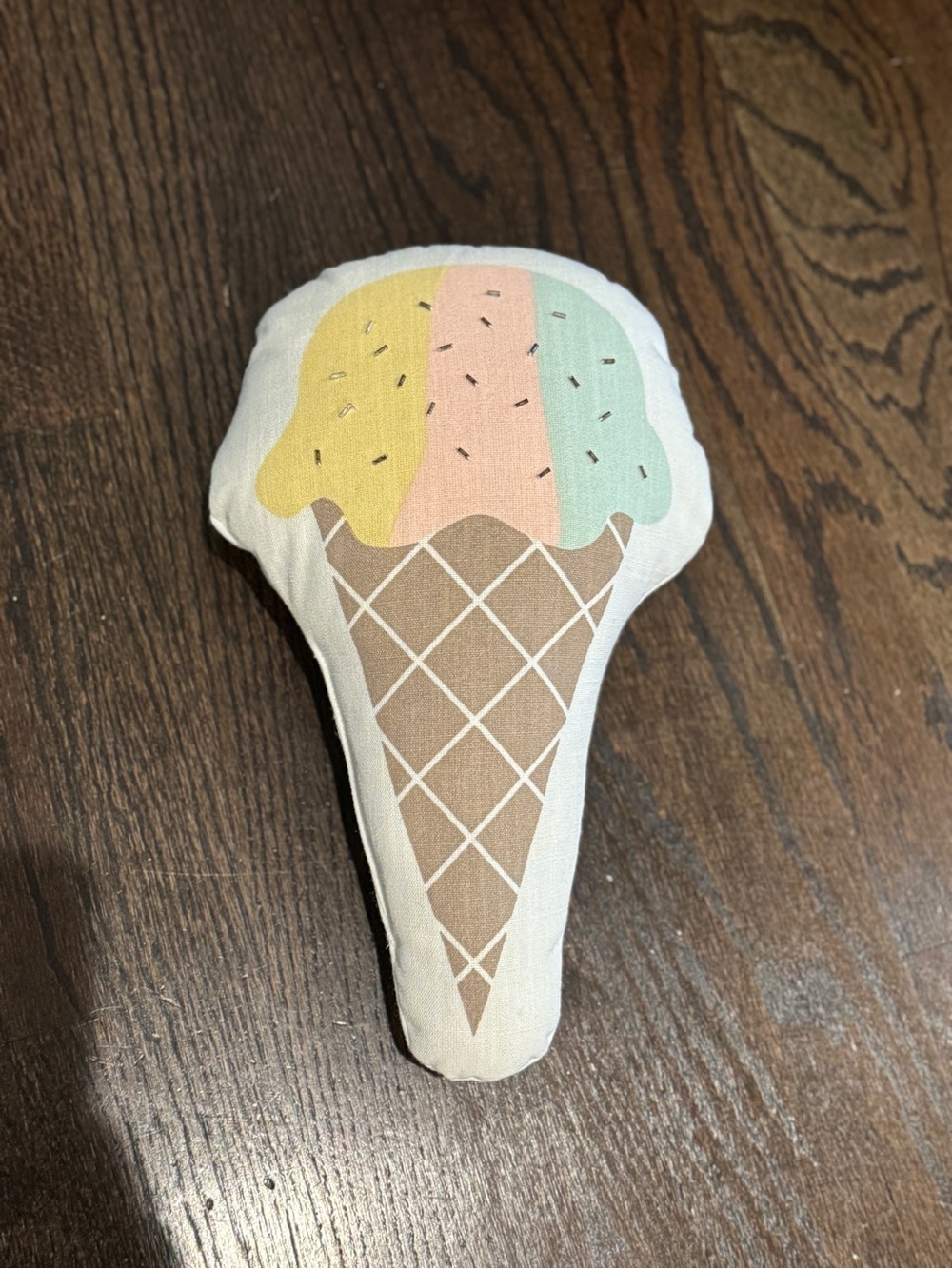 Ice Cream Cone Plush Pillow- Yellow, Pink, Mint